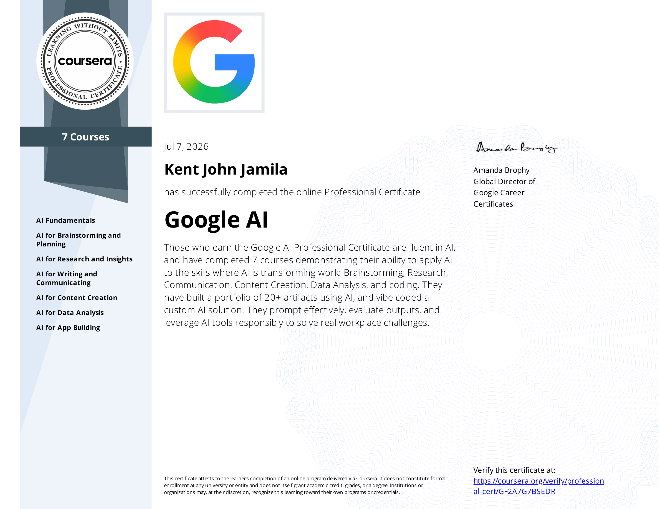 Google AI certificate