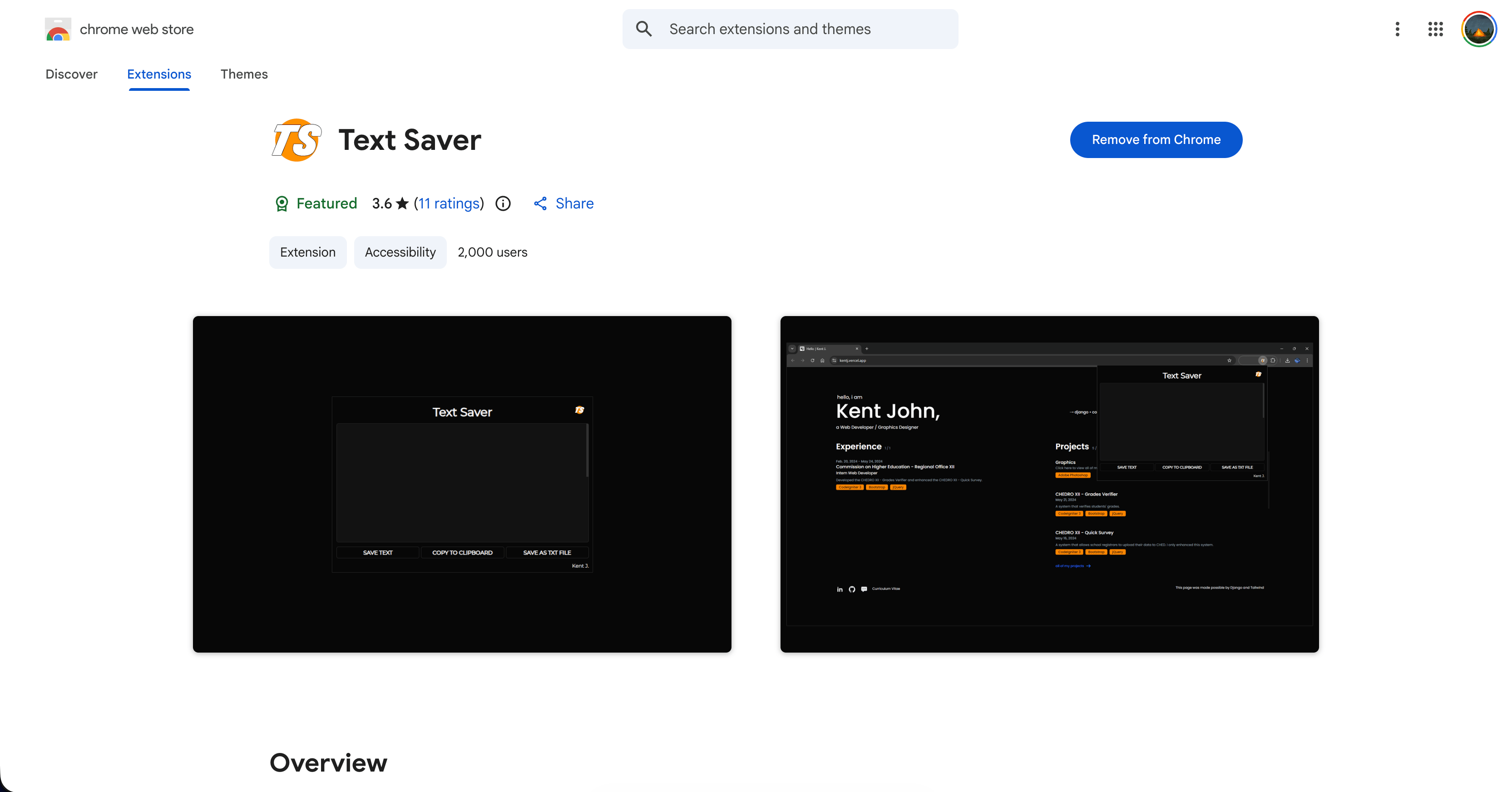 Text Saver preview